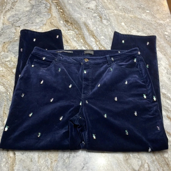 Talbots VELVETEEN STRAIGHT LEG PANTS - EMBROIDERED PENGUINS Plus Size 16 - Picture 5 of 10